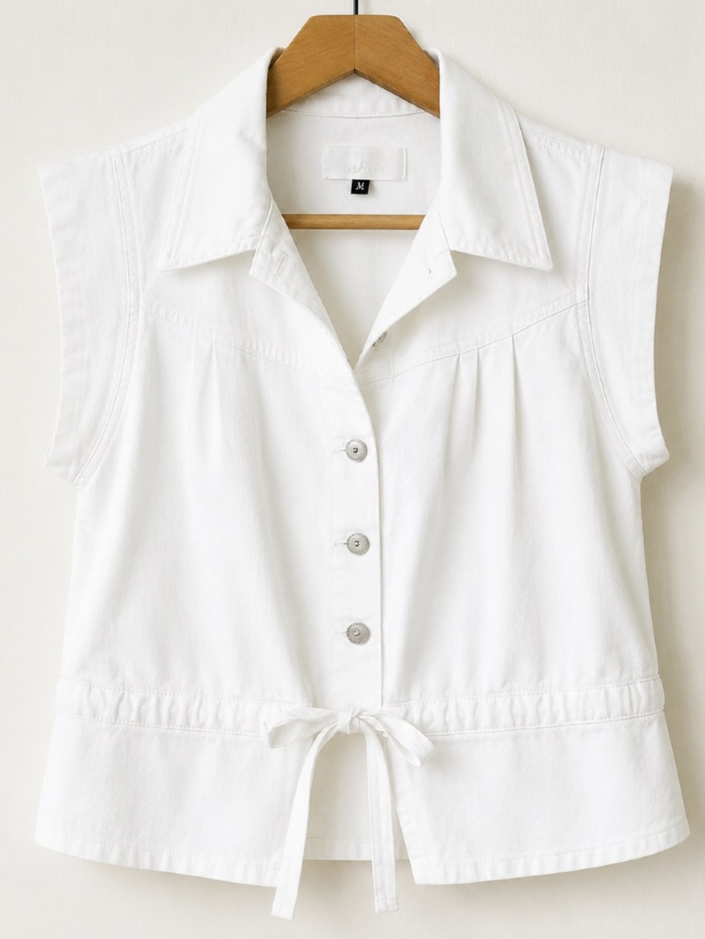 7‎ For All Mankind White Sleeveless Belted Shirt Size M